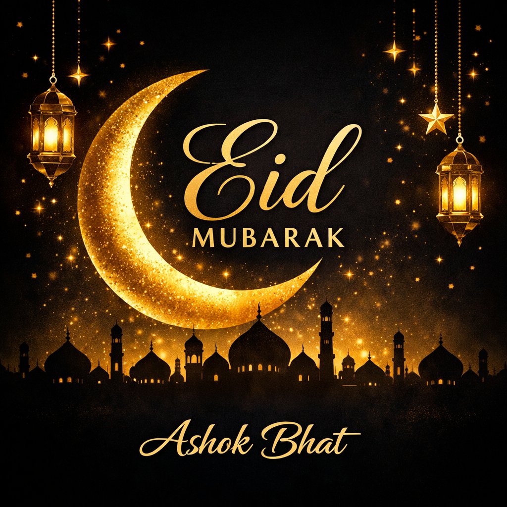 ashokbhat07's tweet photo. Eid Mubarak to all my Muslim brothers and sisters! 🌙
On this blessed occasion, I pray that the Almighty accepts your fasts and prayers and blesses everyone with peace, prosperity, and happiness. Let us spread love, unity, and compassion.
#EidMubarak #Eid2026 #Peace #Harmony https://t.co/KbgoCp5YMM