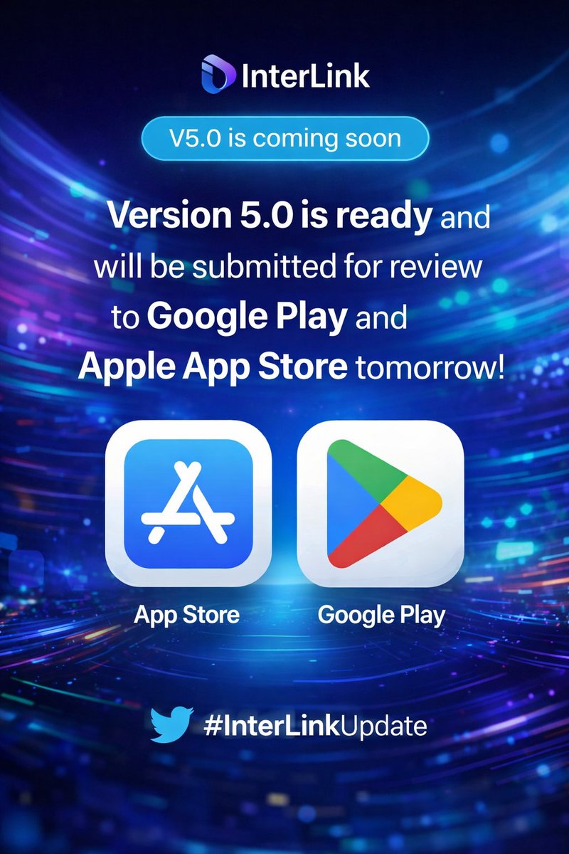 KanjulaSiva's tweet photo. 🚨 Big Update Alert!
InterLink V5.0 has passed testing ✅
Submitting to Google Play & App Store TOMORROW!
Get ready for the future of digital assets 💥
InterLink #ITLG #ITL #V5Update #Blockchain https://t.co/mdGzwKfgap