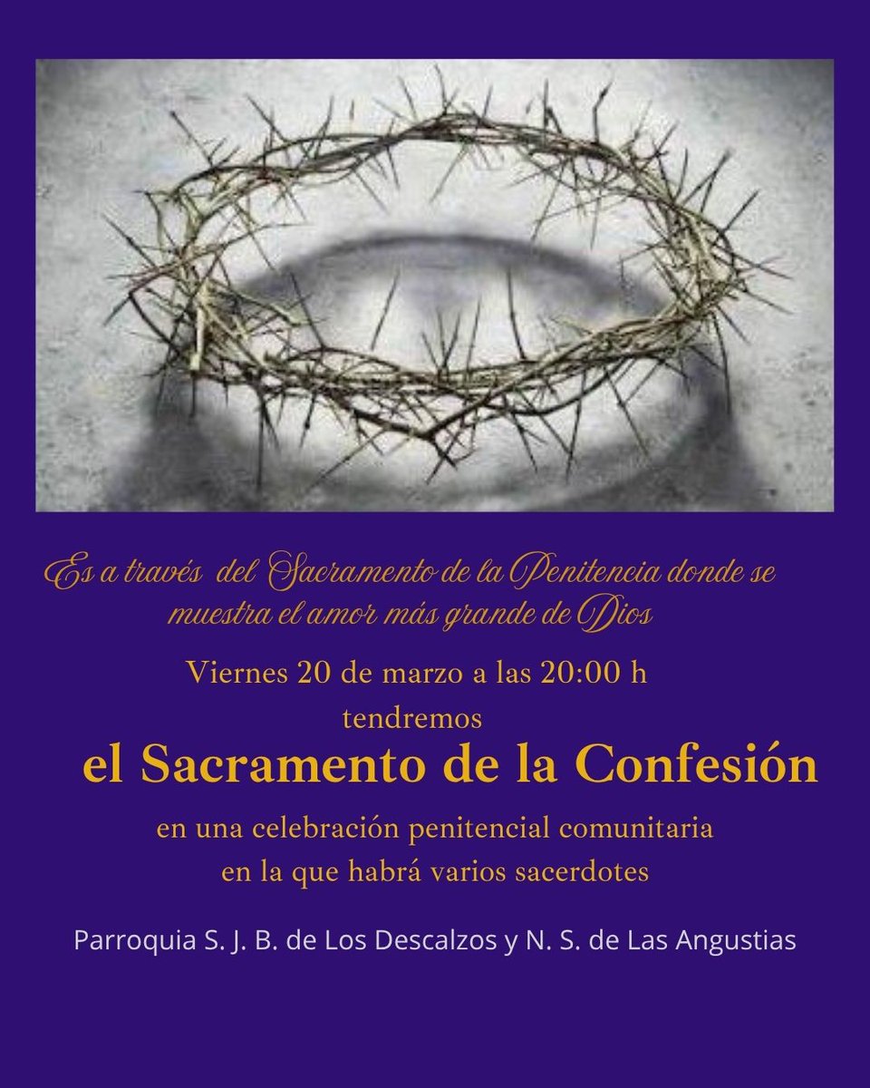 SJBLosDescalzos's tweet photo. Viernes de la lV semana de Cuaresma.
Preparando el alma con la confesión. https://t.co/tNxYQdn1cx