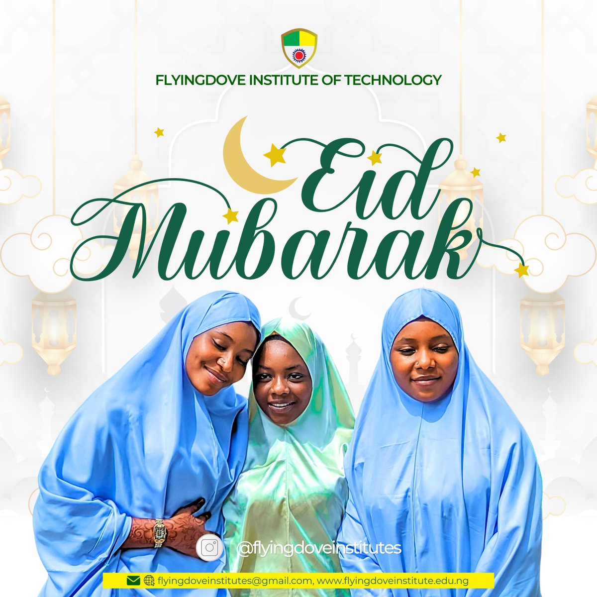 flyingdovepoly's tweet photo. 🌙✨ Eid Mubarak from Flyingdove Institute of Technology!
May this blessed season bring you peace, joy &amp; success. We remain committed to empowering lives through quality education &amp; skills.
Wishing you happiness &amp; prosperity always 🤍 

#FlyingdoveInstitute #EidMubarak #fypシ゚ https://t.co/wX6qri62Oc
