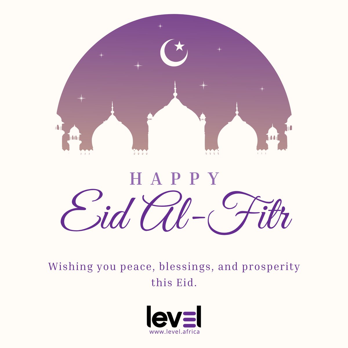 LevelAfrica's tweet photo. Peace. Gratitude. Growth.

Wishing you a blessed Eid Al-Fitr.

- Level Africa https://t.co/dGWsWjbIdN