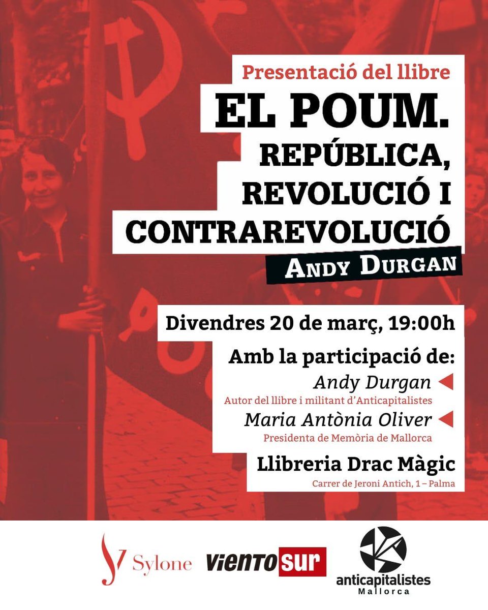 MemoriaMallorca's tweet photo. Això és avui‼️
Ens veiem a les 19h a la llibreria Drac Màgic https://t.co/rg8q9IUWvM