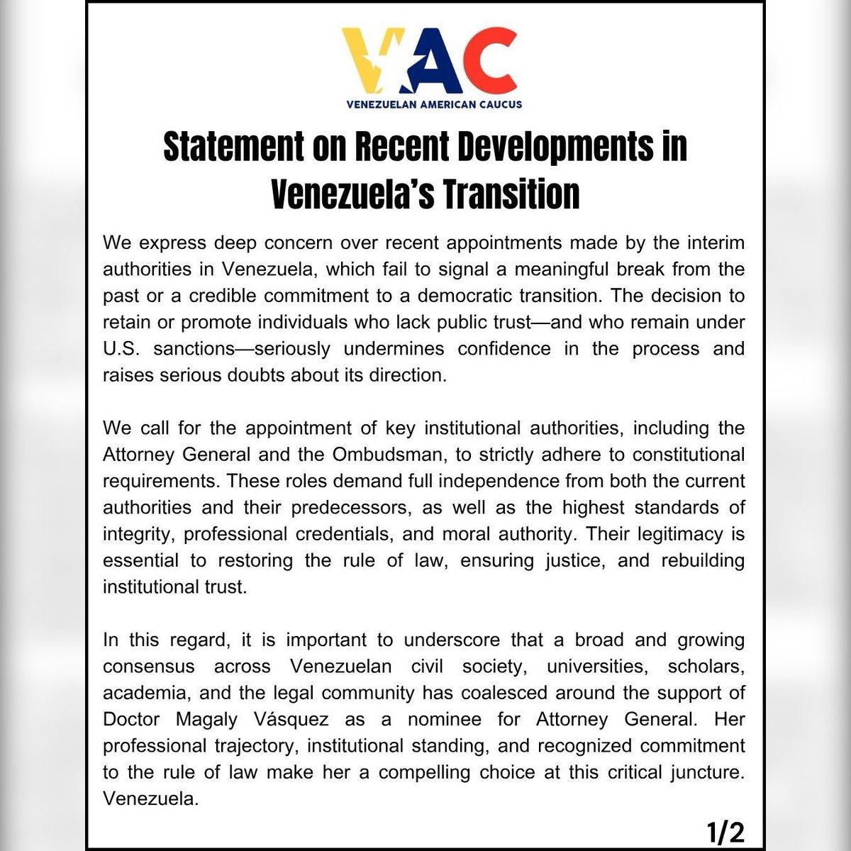 Venezuelan American Caucus tweet media