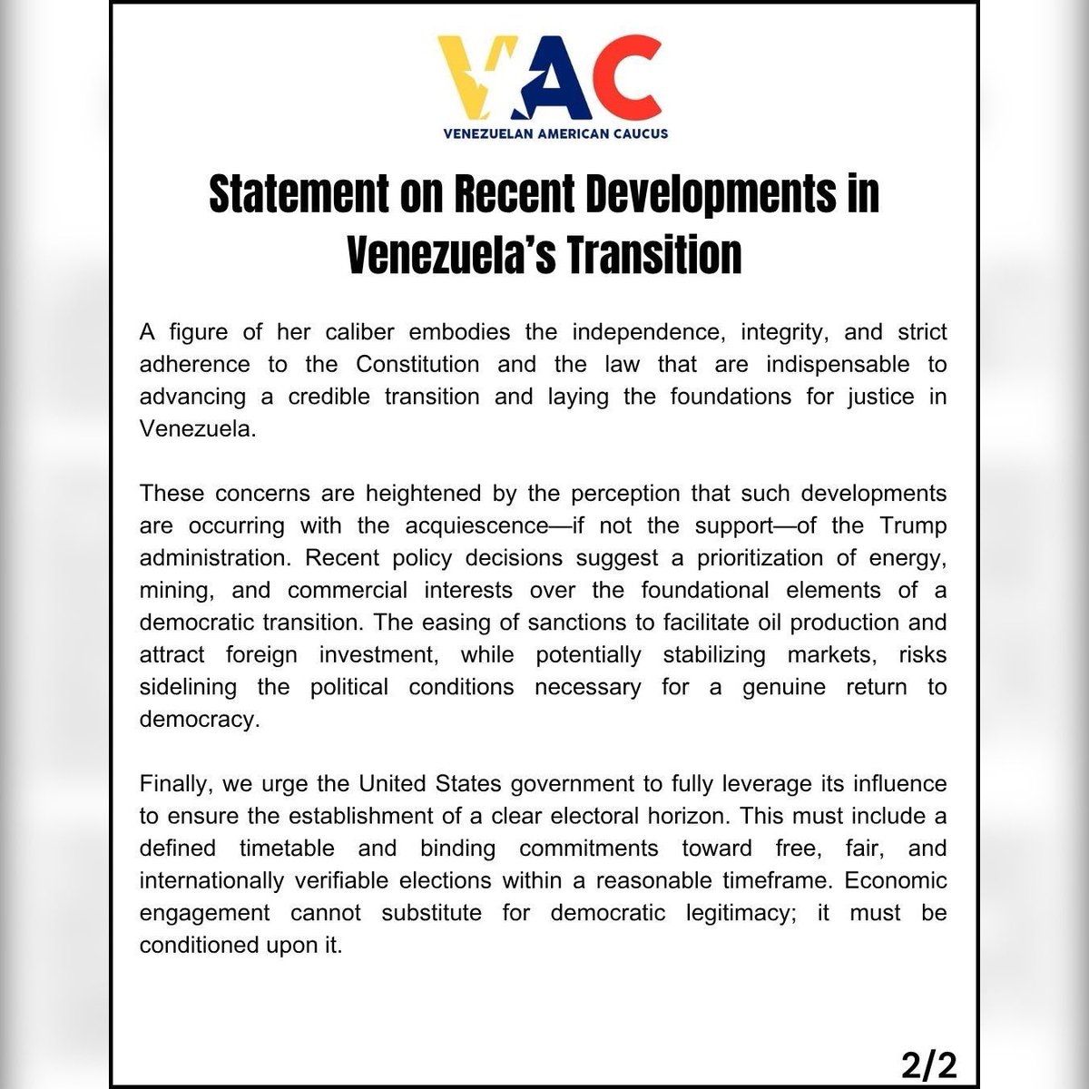 Venezuelan American Caucus tweet media