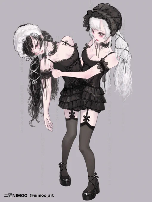 It's okay… she's just asleep/ 大丈夫……ただ寝てるだけだよね? #イラスト #双子 #オリジナル #oc