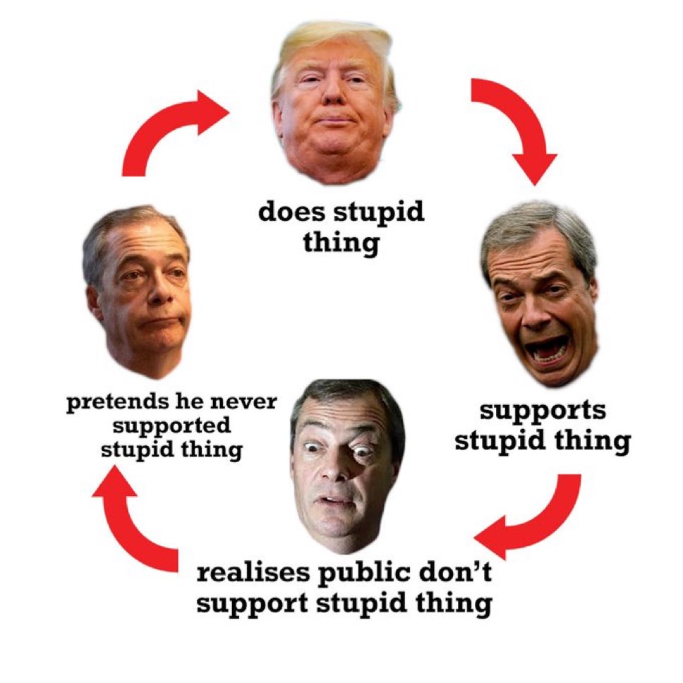 This is the sum of Farage’s political ideology.

No actual beliefs. Just opportunism a d sucking up to supposed strongmen.