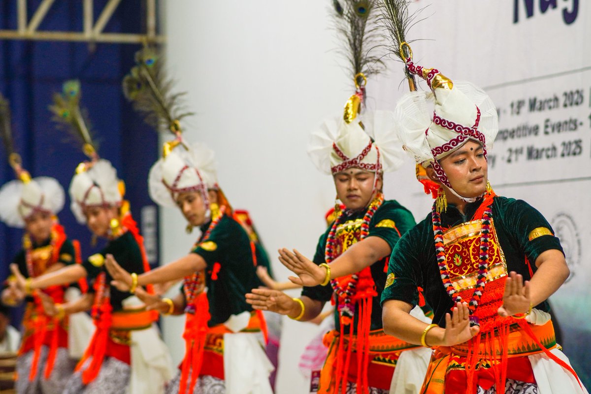 YASMinistry's tweet photo. From powerful footwork to graceful formations, tradition flowed through every step.  🎶🔥

The Folk Dance Competition at the 9th North East Youth Festival 2026 brought culture to life, as young performers expressed their roots through vibrant movements and traditional costumes. Each performance carried the essence of its region, celebrating heritage and culture. 🇮🇳✨

#NEYF2026