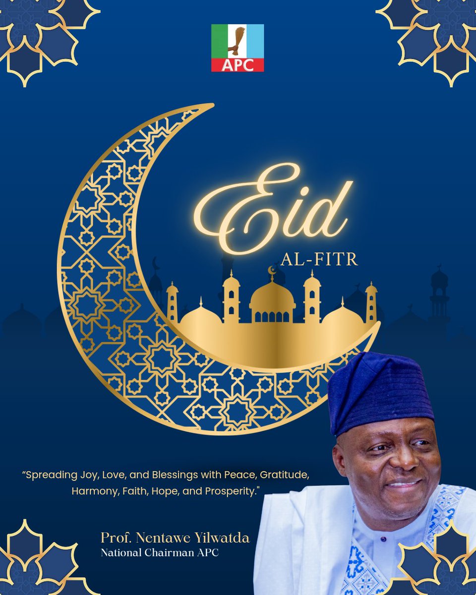 PRESS STATEMENT

OFFICE OF THE NATIONAL CHAIRMAN OF APC, ABUJA 

EID-EL-FITR MESSAGE FROM THE NATIONAL CHAIRMAN OF THE ALL PROGRESSIVES CONGRESS (APC)
As we mark the successful completion of the holy month of Ramadan and celebrate the joyous occasion of Eid-el-Fitr, I extend my