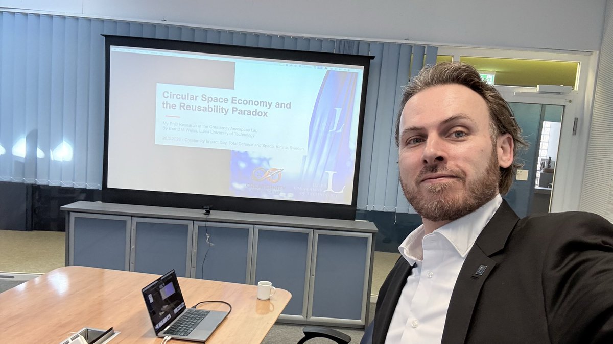 Representing <a href="/astromerge/">Astromerge</a> and <a href="/FIRELANDSspace/">Firelands Space Defense</a> at Creaternity Impact Days - Total Defence and Space. 

I’ll be giving a talk on Circular Space Economy and the Reusability Paradox. 

#AFutureInSpace