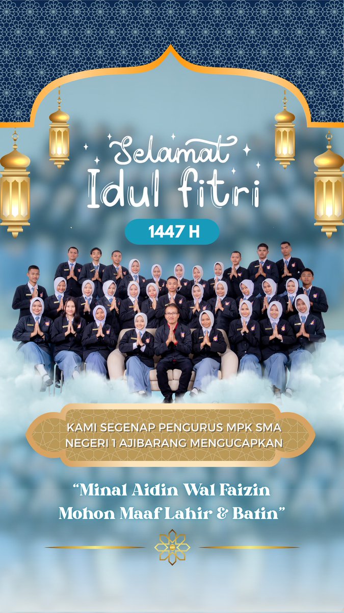 Mpksmanaa's tweet photo. Dalam setiap langkah, tentu ada khilaf yang tak terhindarkan. Dalam setiap ucapan, mungkin ada kata yang menyakitkan. 

Dengan segala kerendahan hati, kami segenap pengurus MPK SMA N 1 Ajibarang mengucapkan "Minal Aidin Wal Faizin, mohon maaf lahir dan batin."🙏

MPK DROSERO!!🔥 https://t.co/e4GWM0UCf8
