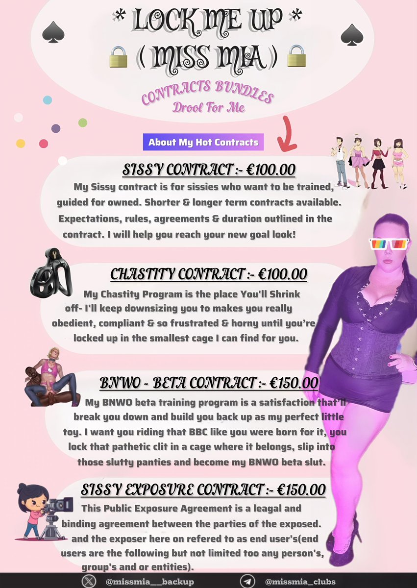 MissmiaBackup's tweet photo. Verification Pic📸.
You're welcome~to Miss Mia army Club's

- Rule 1: (Don't ask for voice, because I don't have time for that) ⚠️‼️

- Rule 2: Pay your Contract fee> DON'T WASTE MY TIME IN DM!‼️

DM📥; https://t.co/1DeA6xAra1 to sign up NOW

About each Contracts Below ⤵️ https://t.co/RaqsATZA35
