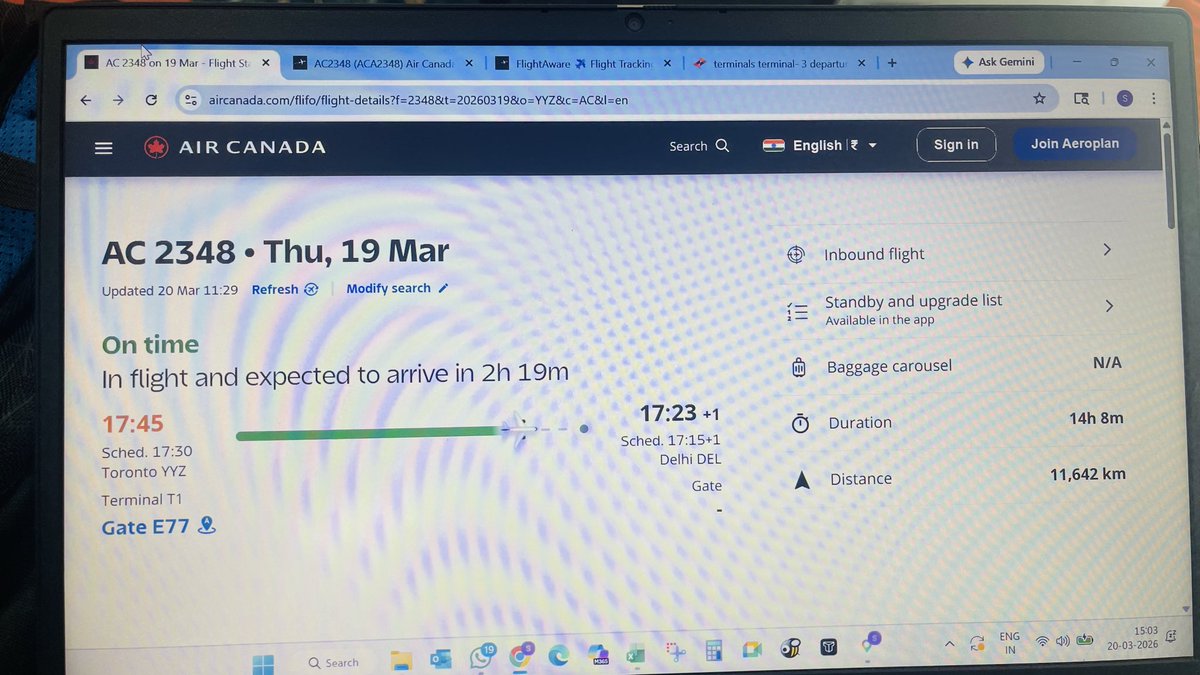 SagarKumar078's tweet photo. @DelhiAirport @AirCanada @flightaware 
How is it possible that 3 different platforms showing different data (Arrival Time) for the same flight.
Which one is correct....? https://t.co/K0FDR5uD6S