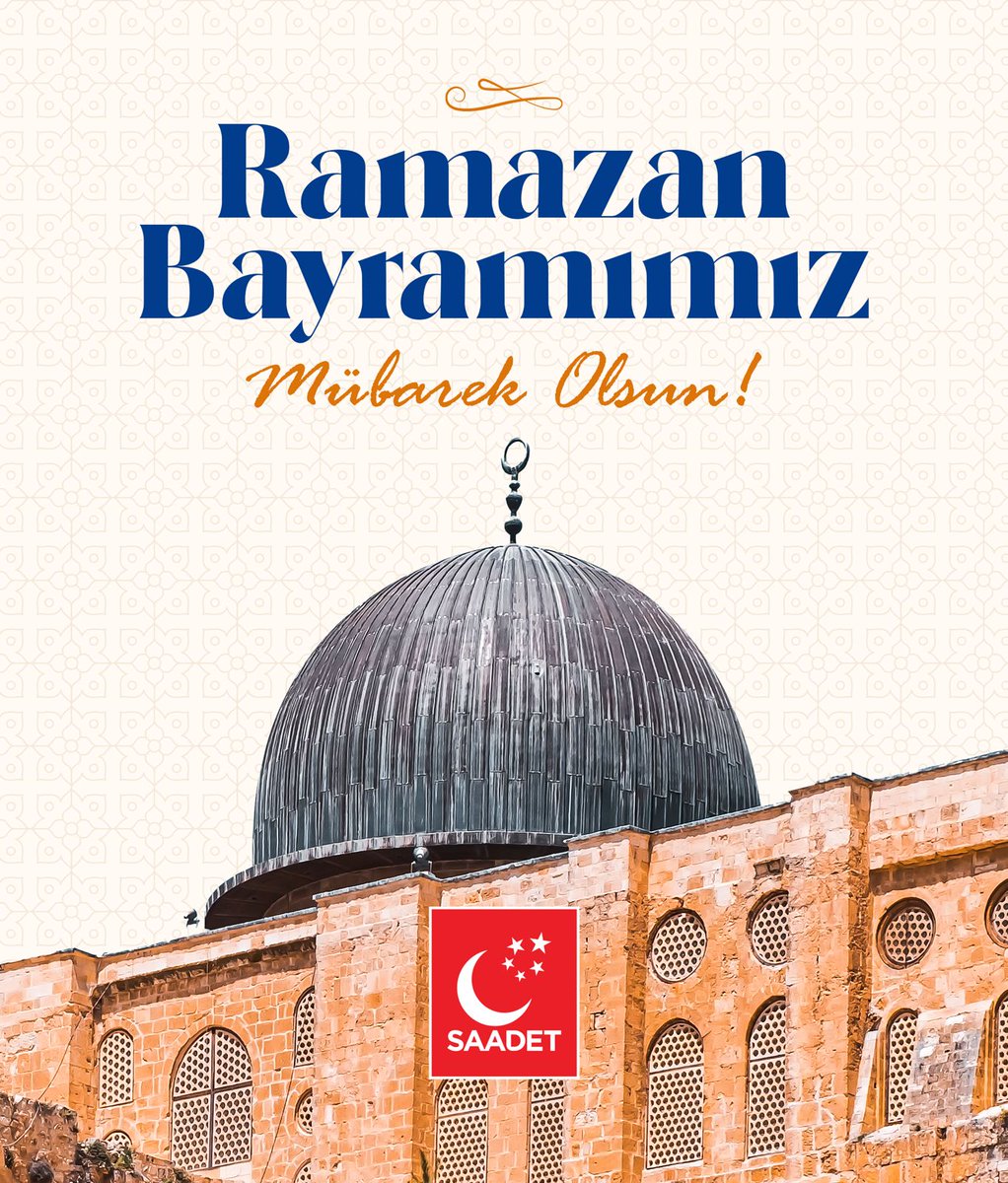 SaadetPartisi12's tweet photo. Aziz milletimiz başta olmak üzere tüm İslam aleminin Ramazan Bayramını tebrik ediyor; bu müstesna günlerin insanlığın barış, huzur ve refahına vesile olmasını diliyoruz. https://t.co/n3mTCDrRcu