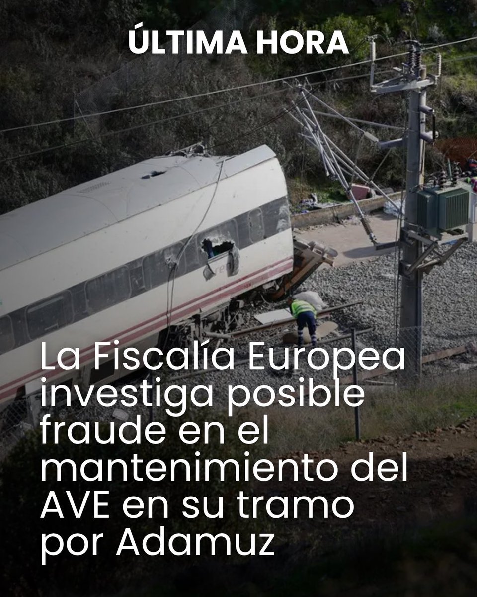 ppandaluz's tweet photo. ⚫️ ÚLTIMA HORA | La Fiscalía Europea investiga posible fraude en el mantenimiento del AVE en su tramo por Adamuz.

https://t.co/rQOHVTrJdR https://t.co/jGlxnldQjn