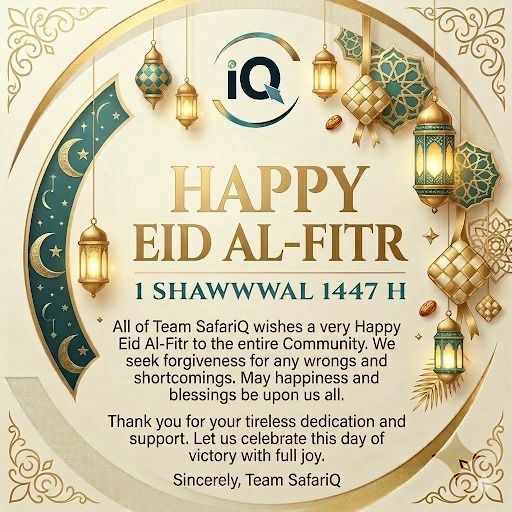 🌙  Happy Eid Al-Fitr 🌙 

All of Team SafariQ wishes a very Happy Eid Al-Fitr to the entire Community..