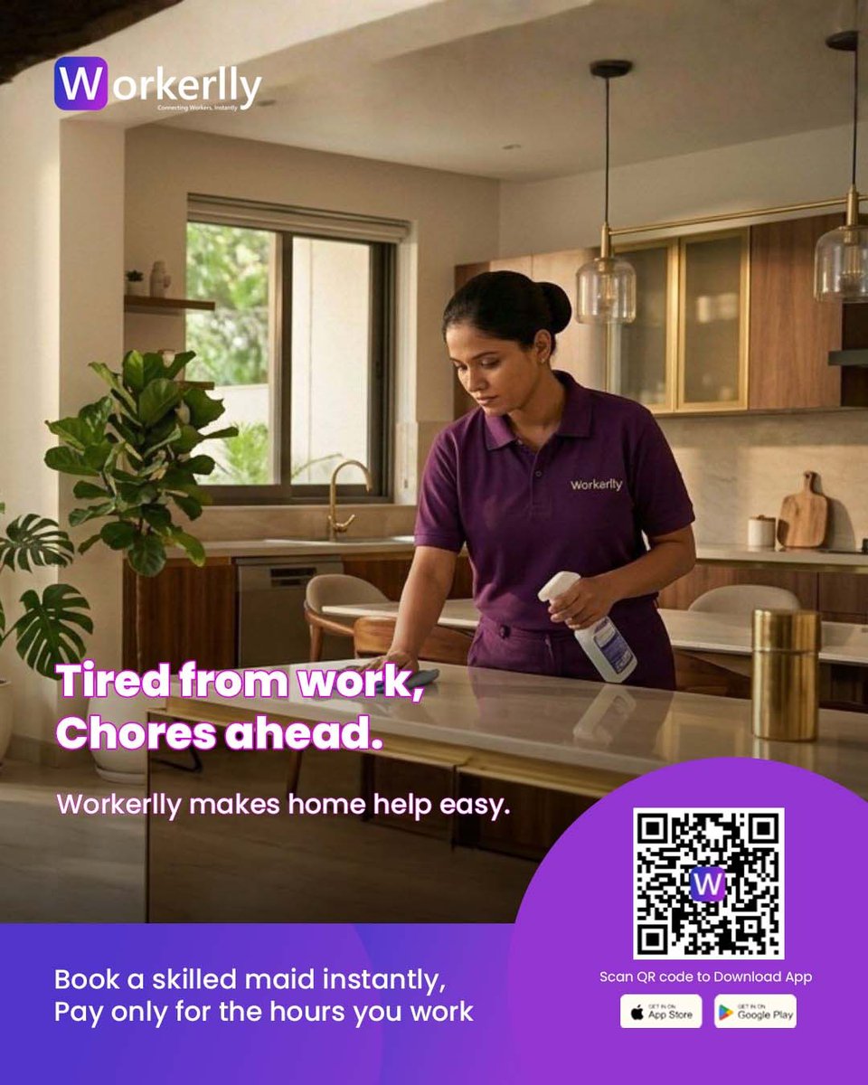 Workerlly's tweet photo. Life’s busy—let Workerlly handle the rest. ✨
Book trusted home help in minutes and enjoy your time, stress-free.

#workerlly #maid https://t.co/WcDM27KMsV
