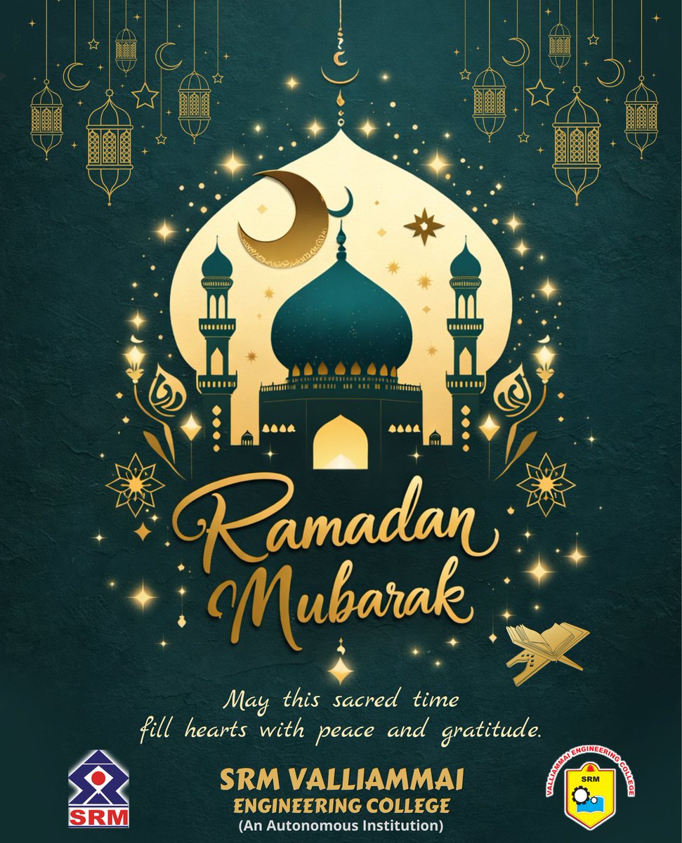 srmvecofficial's tweet image. 🌙 Ramadan Mubarak ✨

May this holy month bring peace, happiness, and countless blessings.
May prayers be answered and hearts be filled with faith and gratitude. 🤲
#RamadanMubarak #BlessedMonth #PeaceAndPrayers #RamadanVibes #Faith