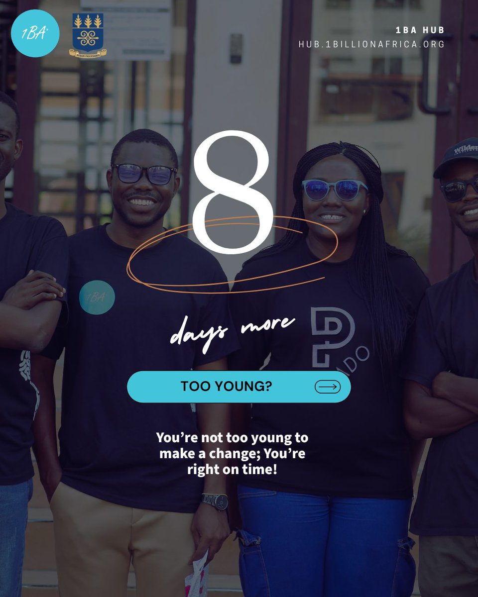 1billionafrica's tweet photo. With over 1.8 billion young people, 90% in developing countries and 75% already digitally connected, youth represent the most powerful and scalable innovation force for achieving the SDGs.
8 days more!!
#1BAHub #1BA #1BillionAfrica #Youth #Innovation #BuildingForAfrica #SDGs https://t.co/5kgYBmIO3D