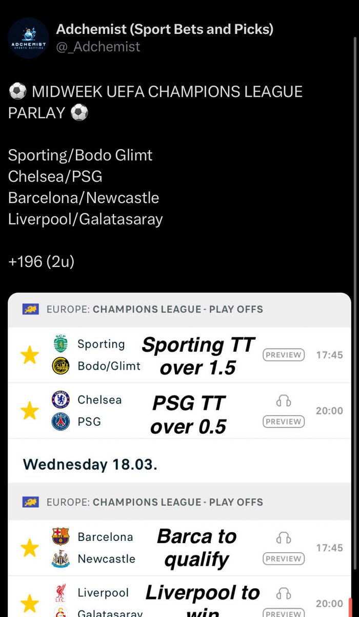 Adchemist (Sport Bets and Picks) tweet media