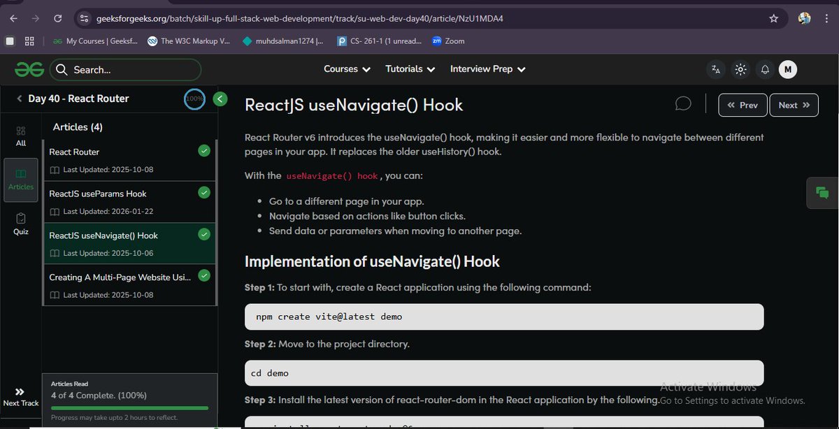 m_salman1274's tweet photo. Ever wondered how Instagram changes URLs without reloading?
That's React Router.
useParams ↔ extract data from URL.
useNavigate ↔navigate with logic not links.
Day 40. Zero breaks. Real apps start making sense. 🗺️
#90DaysOfCode #React #ReactRouter https://t.co/4TtafSVkT7