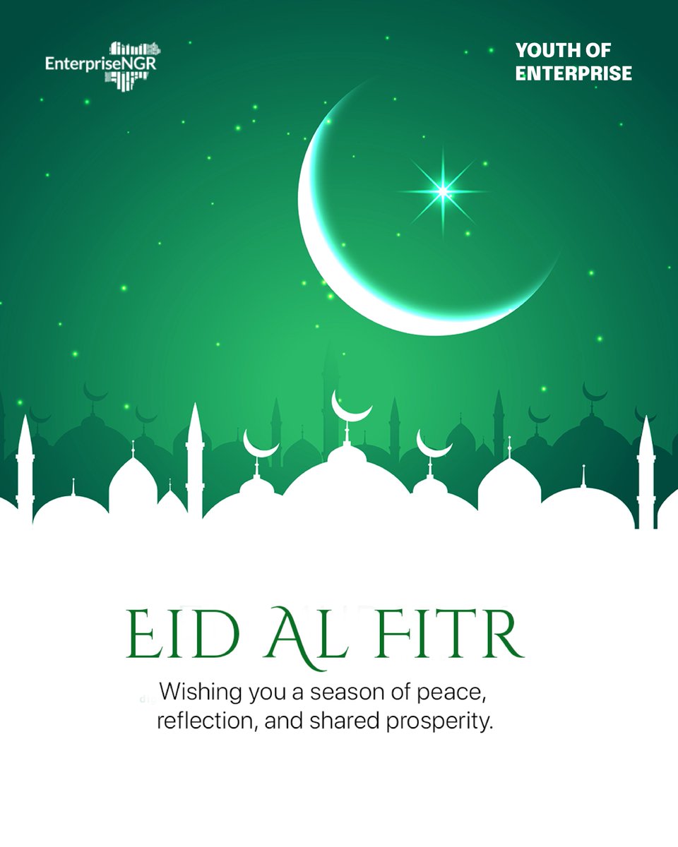 YOENigeria's tweet photo. May this season bring a renewal of spirit and a deepening of the bonds that connect us all.
From all of us at YOE, we wish you and your families a peaceful and joyous Eid celebration.
Eid Mubarak!
#EidMubarak #Eid2026 #yoe #Unity #EnterpriseNGR #Nigeria #Economy #FPS https://t.co/LlOTOPAYm7