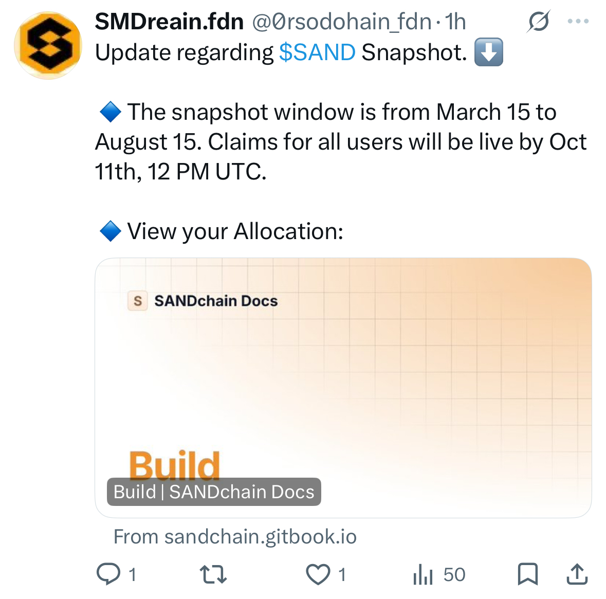 0xSANDchain's tweet photo. 🚨 This account is NOT affiliated with SANDchain.
Please do not engage, click any links, or share any information.

Stay Safe! Only trust links and updates from our verified channels. https://t.co/AeD8mK7wxg