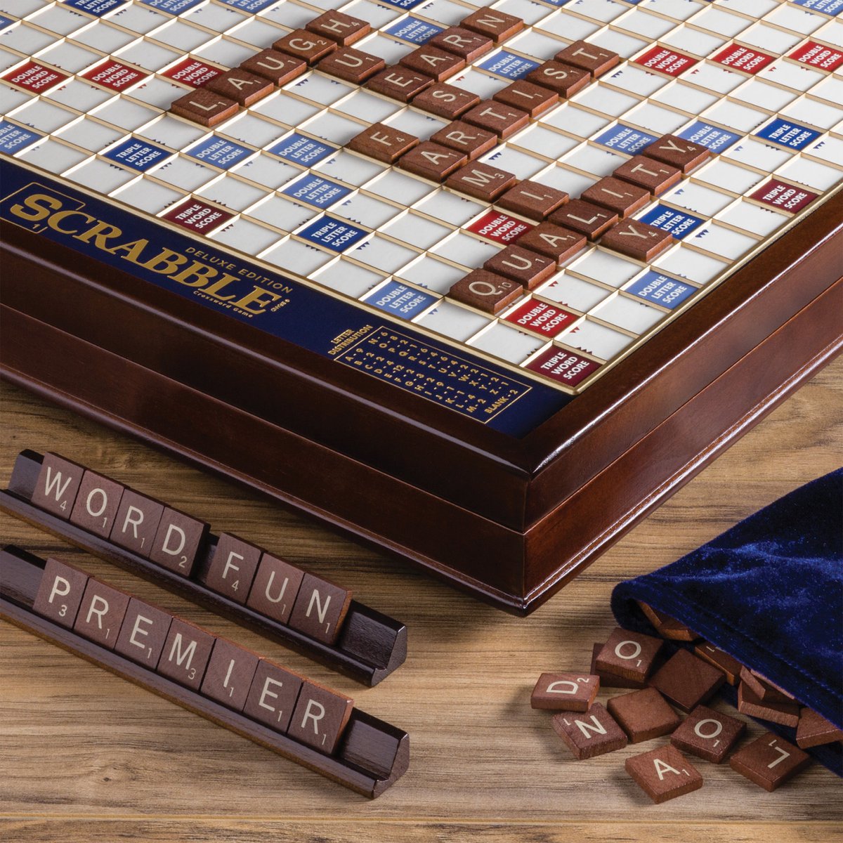 OneEmeraldLane's tweet photo. Scrabble Deluxe Edition with Rotating Wooden Game Board 

🔠✨ Elevate your game night with the Scrabble Deluxe Edition by WS Game Company!🎩

🌟Crafted  with elegance and sophistication, this deluxe set features a solid wood  cabinet with a built-in lazy susan for seamless rotation. 🔄

✨  The top of the cabinet boasts a deluxe foil-stamped Scrabble game board  with a raised grid, ensuring your tiles stay perfectly in place as you  strategize your next word masterpiece. 🏰

🔡Open the cabinet to  reveal individual storage compartments meticulously designed to house  all the premium game components, including 100 solid wood Scrabble tiles  and 4 matching letter tile racks. Each tile and rack exudes the same  quality finish as the cabinet, making every aspect of this set a  testament to luxury. 💼

🌟Keep your tiles neatly organized in the included embroidered fabric pouch, complete with a drawstring for easy access. 

✨👜  Record your epic word battles in the hardcover foil-stamped scorebook,  accompanied by a pencil for logging your triumphs. ⚔️📖

⏳For an extra challenge, utilize the sand timer with gold-toned end caps to add a competitive edge to your gameplay. ✨

Whether  you're deep in a riveting round of Scrabble or simply admiring its  beauty on your coffee table, this deluxe edition is guaranteed to leave a  lasting impression. 

Designed by WS Game Company in  Massachusetts and officially licensed by Hasbro, it's the ultimate  statement piece for any word aficionado. 🖋️🌟

Get ready to spellbind your opponents and elevate your game night experience to new heights! 

🛒 𝗔𝗺𝗮𝘇𝗼𝗻: https://t.co/D3wtWXCfMA
🛒 𝗪𝗮𝗹𝗺𝗮𝗿𝘁: https://t.co/CkxJL5vT11
🛒 𝗲𝗕𝗮𝘆: https://t.co/Et8mfX4VsY

#Scrabble #BoardGames #GameNight #ElegantDesign #WordGames #DeluxeEdition #WSGameCompany #LuxuryGaming #GamingCommunity #WordMasterpiece #PremiumQuality #Hasbro #WordAficionado #GameCollector #TabletopGames #FamilyFun #GiftIdeas #CollectorItem #HolidayGifts #amazonfinds #WalmartFinds #eBayDeals