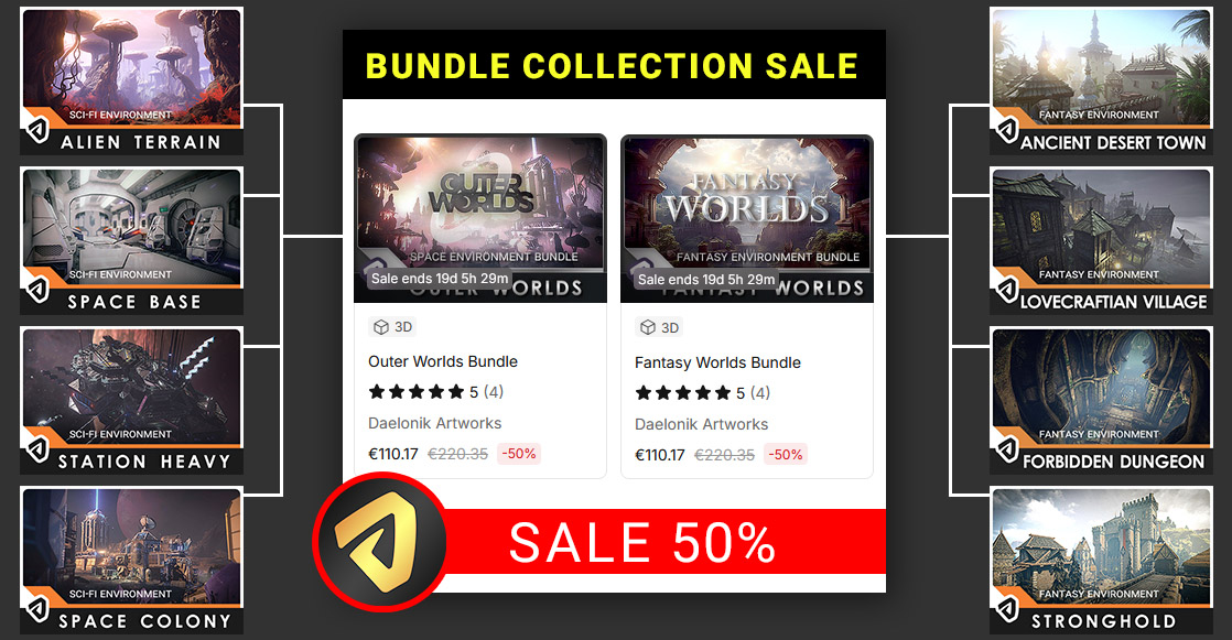 🚀 Daelonik <a href="/AssetStore/">Unity Asset Store</a>  Bundles 50% OFF!

🌌 Sci-Fi Bundle
assetstore.unity.com/packages/3d/en…
🏰 Fantasy Bundle
assetstore.unity.com/packages/3d/en…

Perfect for faster game dev ⚡
#Unity #GameDev #IndieDev
