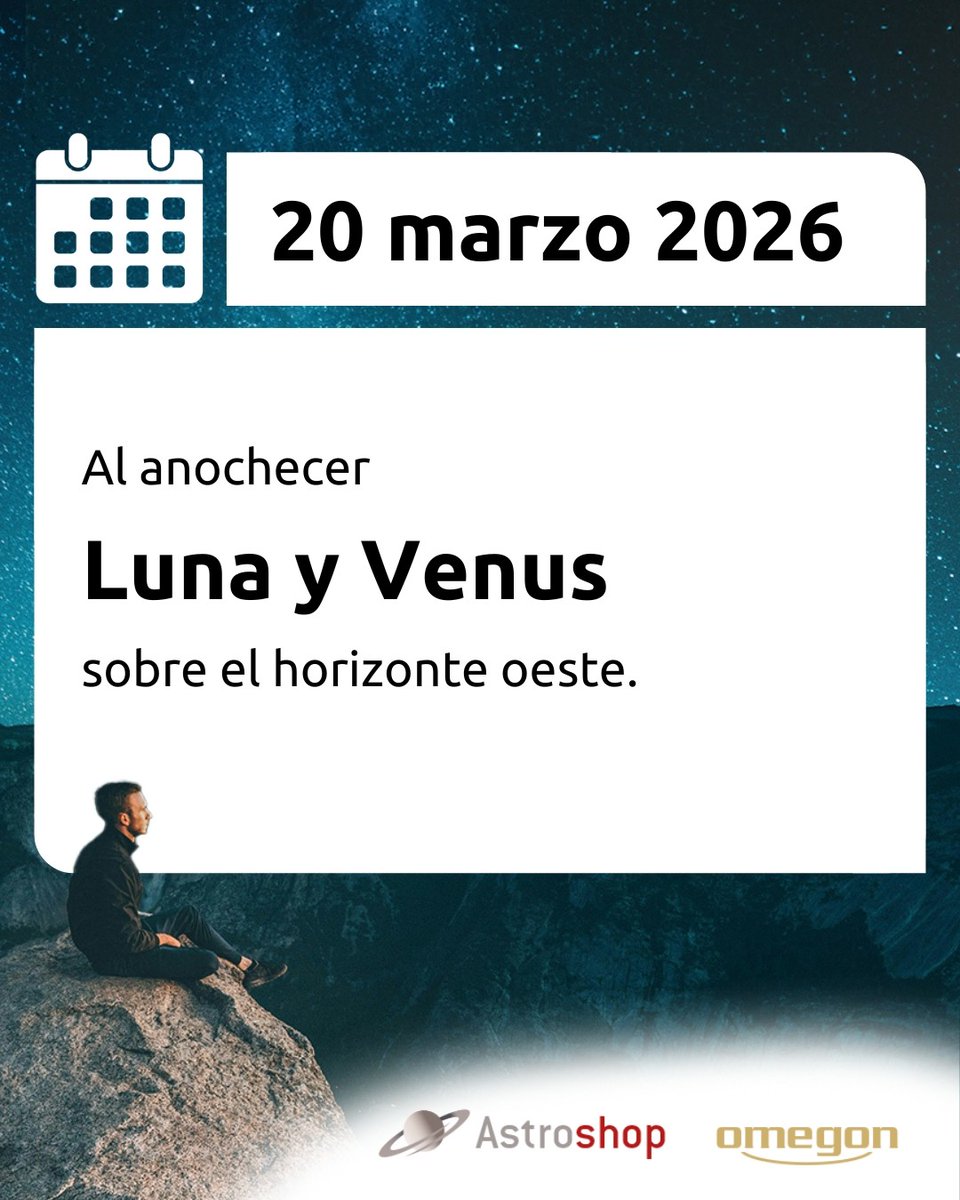 🌙✨ Fina luna creciente y brillante Venus sobre el horizonte oeste al anochecer. 

👉 Todos los astrohighlights: astroshop.es/blog/?p=60876

#Astroshop #Omegon #Astronomia #CieloNocturno #Astrofotos #Luna #PlanetaVenus
