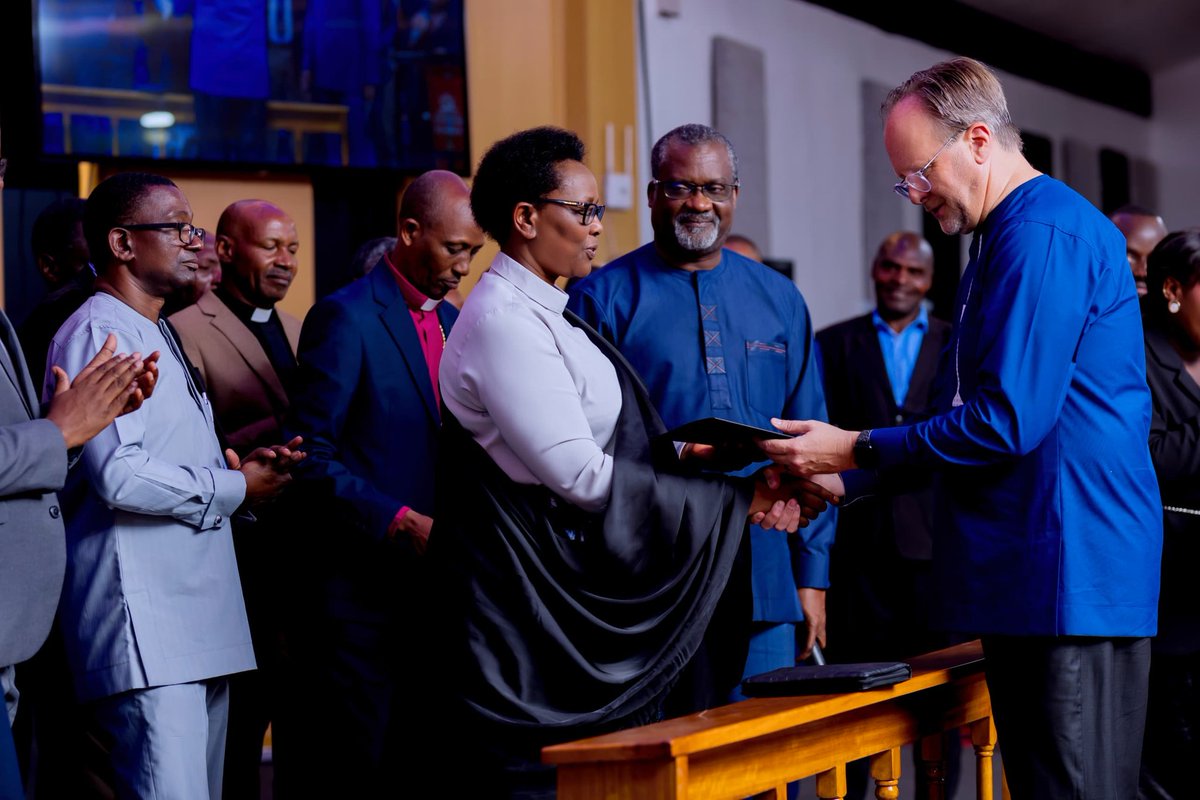 GospelTimeRw's tweet photo. Eighteen men and women have publicly reaffirmed their commitment to serve the church of @Nazarene with faithfulness in prayer, loyalty to the church, dedication to the study of Holy Scripture and lifestyle that reflects the teachings of Jesus Christ.

They also pledged to pursue a life of holiness, faithfully proclaim the message of holiness, and invite others to come to Christ.

These servants made declarations on Thursday, March 19, 2026 in Kigali during a colorful ordination service held at Remera Church of the Nazarene. The ceremony was presided over by the General Superintendent Dr. T. Daniels Scott.

The event was also attended by Regional Director Dr. Danny Gomis and Field Strategy coordinator Dr. Stanley Ushe, various church leaders, lay Christians as well as family and friends of the ordinands.

A total of 16 elders and two deacons were ordained, representing districts from Rwanda, the Democratic Republic of Congo (North-Kivu) and Congo Brazzaville.
Read more: https://t.co/0C6Yfd0tnb
