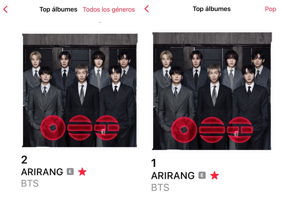 mxcharts's tweet photo. “ARIRANG” de #BTS debuta directamente en el #1 del Top Álbumes Apple Music México (Pop) 🇲🇽

Actualmente ocupa el puesto #2 en el Top Álbumes (Todos los géneros) ¡Vamos por ese #1 ARMY México! 

#BTS_ARİRANG #BTS_SWİM #BTS https://t.co/nM3MLCKhhJ