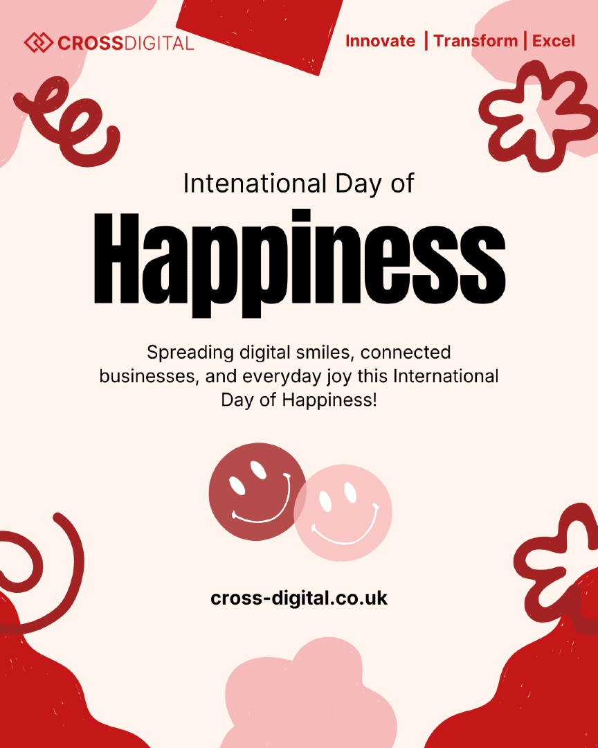 crossdigitaluk's tweet photo. Building tech that makes life easier and business brighter—happy International Day of Happiness from the Cross Digital team! ☀️

How are you finding your joy today? Let us know in the comments! 👇

#InternationalDayOfHappiness #CrossDigital #BusinessJoy #TechWithHeart https://t.co/TBjldmyalQ