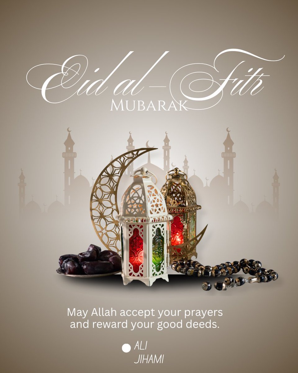 AliJihami's tweet photo. Eid Mubarak 🌙 
Wishing everyone a joyful celebration filled with peace and happiness. https://t.co/nitfNdOuZo