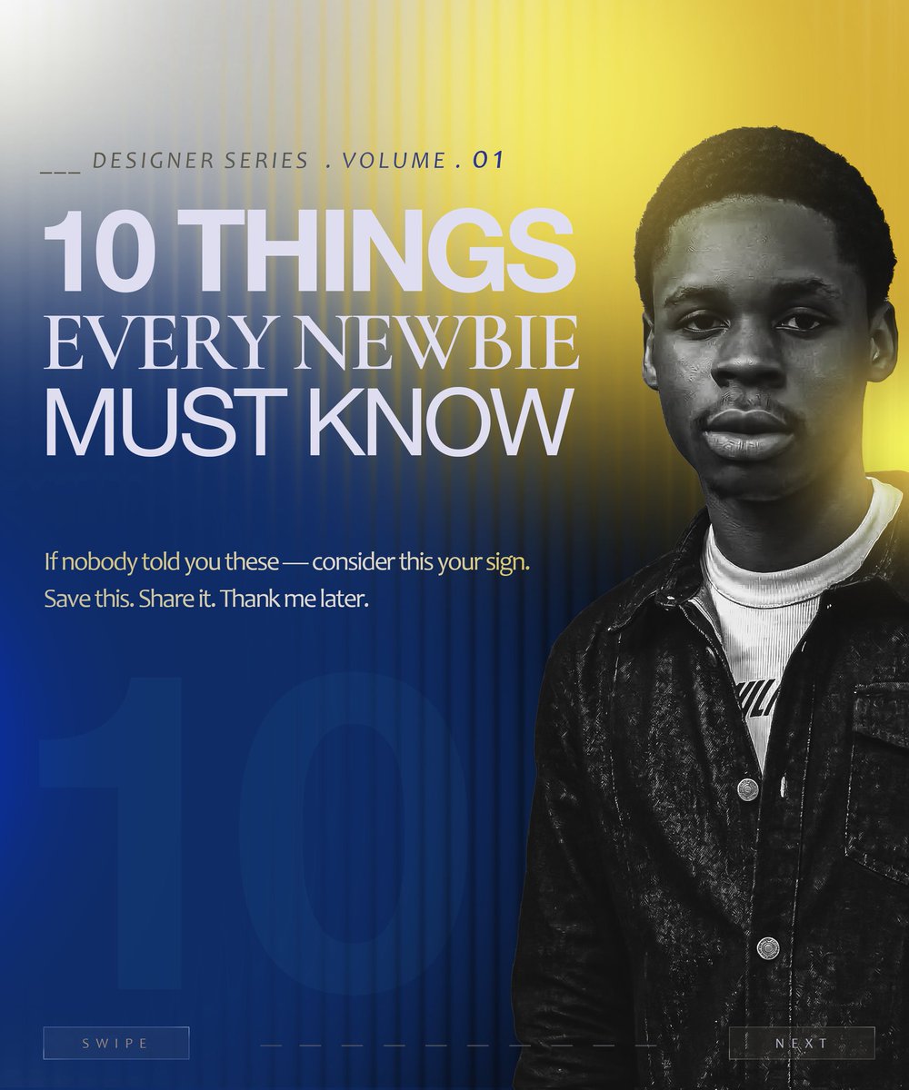 Eniola_media's tweet image. I wish someone showed me this when I was starting out.
10 rules every newbie graphic designer needs to know — from fundamentals to getting paid properly.
Swipe through. Save it. Share it with that friend studying design 👇
#EnilolaMedia #GraphicDesigner #DesignTips