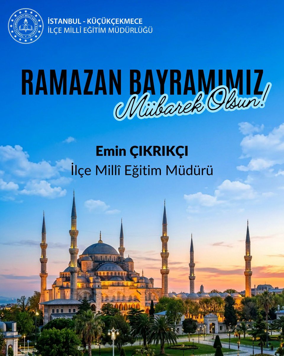 KucukcekmeceMeb's tweet photo. Ramazan Bayramımız Mübarek Olsun 🌙✨
Paylaşmanın, dayanışmanın ve gönüllerin birleştiği bu müstesna bayramın tüm eğitim camiamıza sağlık, huzur ve mutluluk getirmesini diliyoruz.

#RamazanBayramı #Küçükçekmece https://t.co/TKKuVrvQns
