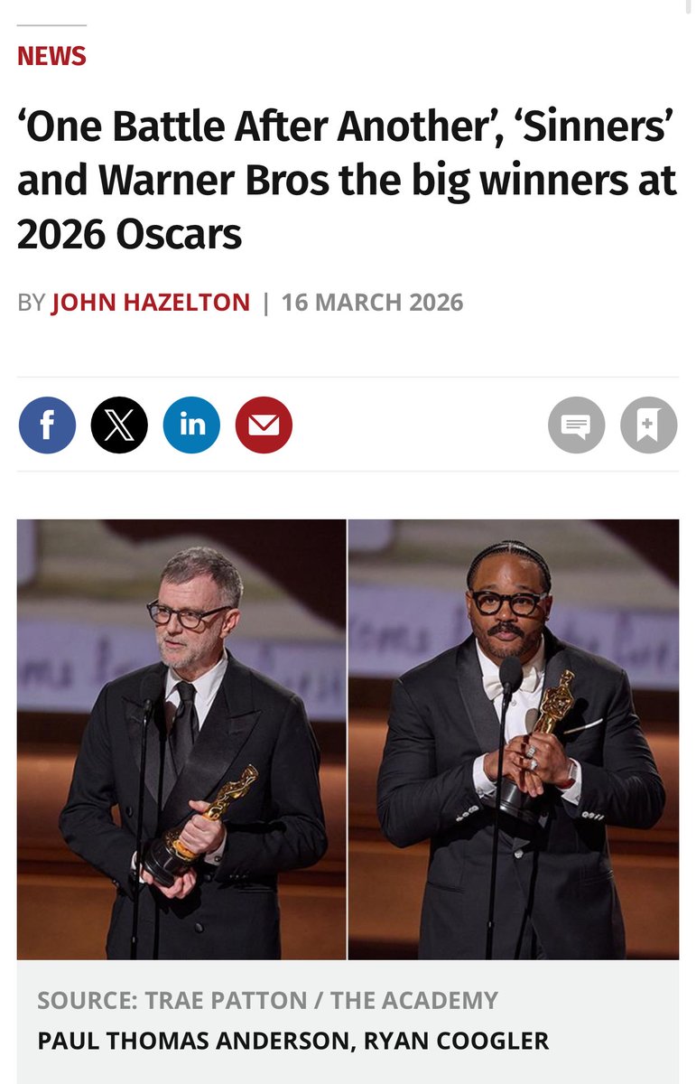 EntLawPartners's tweet photo. The 2026 Oscars officially belonged to Paul Thomas Anderson. 🎬✨

At ELP, we’ve always believed that unique, personal visions deserve the strongest legal and strategic foundations.

Hollywood is changing &amp; original voices are leading the charge. Are you ready to tell your story? https://t.co/uqK7J1BRGo