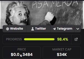 0xSn0wMan's tweet photo. Today is the day!! only 1,6% to bonding party 🎉🥳
$PIM is cult! Pisa Merda ever!
ca: 8WNganCM16ic9ZBc6HXLkWhPzSmdcYA1T559Guxwmoon
as promised i will boost this once bonded!
@moonit are you ready for your sender??
@mamboitaliano__ ready for mambo?
#PISAMERDA #SOLANA https://t.co/zGf8inPAcM