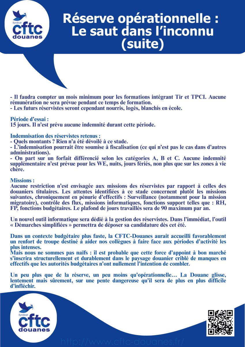 cftcdouanes's tweet photo. La réserve opérationnelle en douane : l'arbre qui cache la forêt ! Jusqu'à 300 agents appelés ponctuellement alors que les effectifs pérennes des #douanes ont lourdement chuté ces dernières années ! #CFTC https://t.co/aI8GO6IiL2