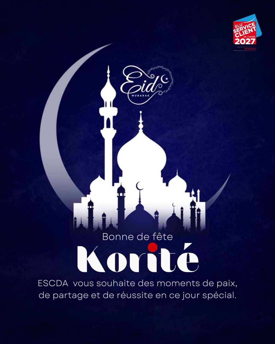 ESCDA_SN's tweet photo. En ce jour de Korité, nous vous souhaitons bien plus qu’une célébration.Des moments sincères.
Du partage vrai.
Et une réussite qui dure.Bonne fête à vous et à vos proches.🌙 Eid Mubarak#Korite #EidMubarak #Senegal #ESCDA https://t.co/VEY57fceF1