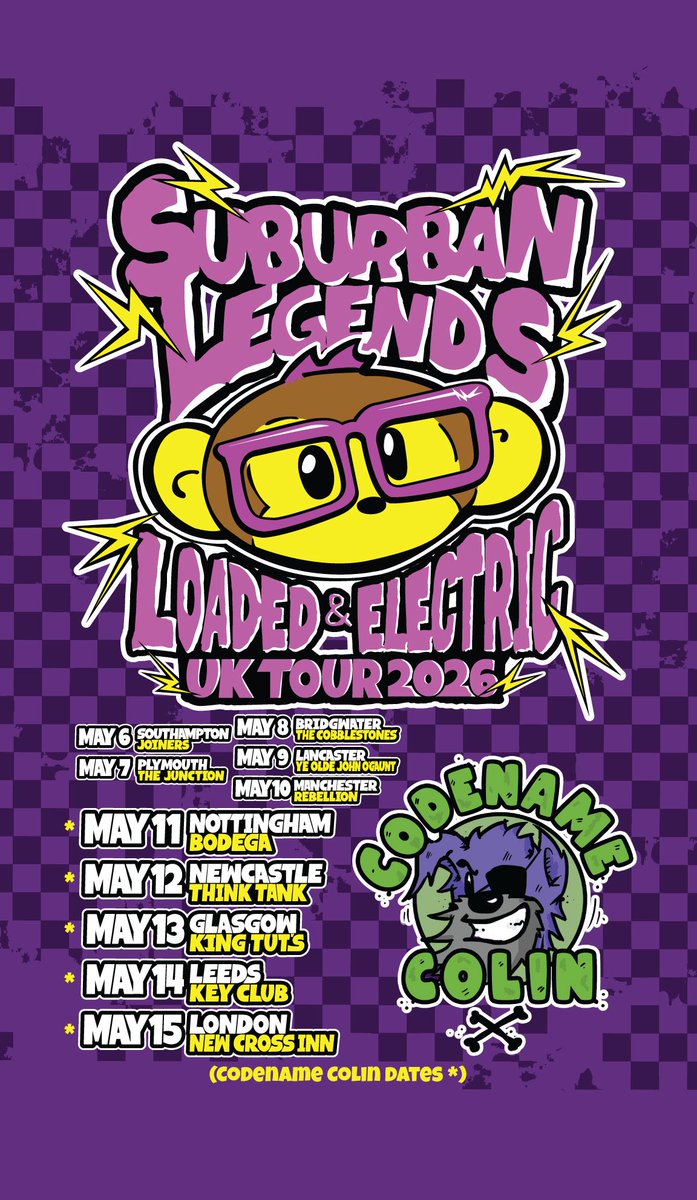 suburbanlegends's tweet photo. We’re excited to announce that @codename_colin will be joining us on select dates of our Loaded and Electric UK Tour! Get ready for even more rocking and dancing this May. Be sure and get your tickets! https://t.co/yNOGDv2uFu