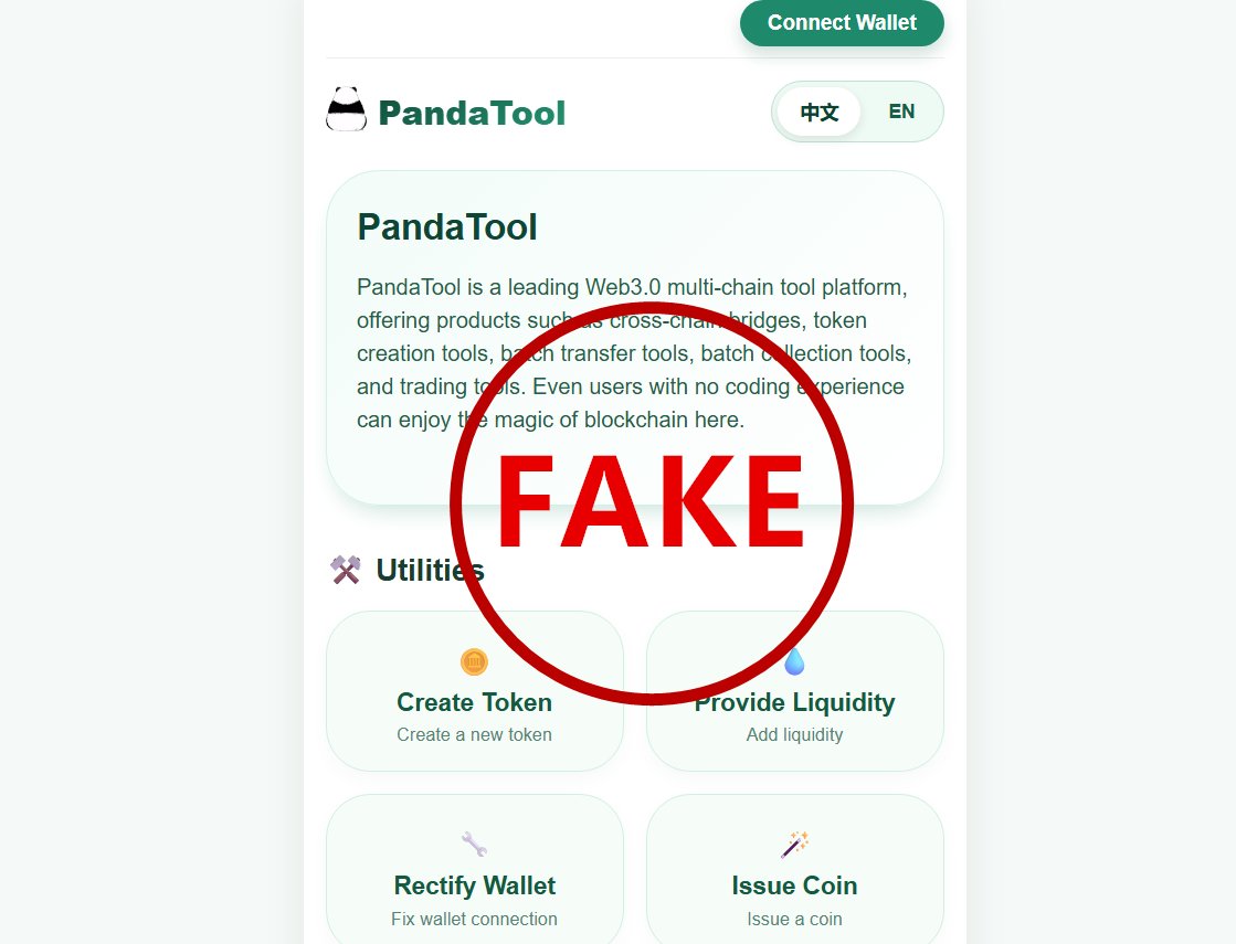 PandaTool's tweet photo. ⚠️ PandaTool Scam Alert ⚠️

We’ve recently identified malicious actors impersonating PandaTool and creating phishing websites. Please make sure you only use the official domain: https://t.co/JHQUEdpMj1

Any other domains, apps, or links are fake. https://t.co/BStorTUZ2i
