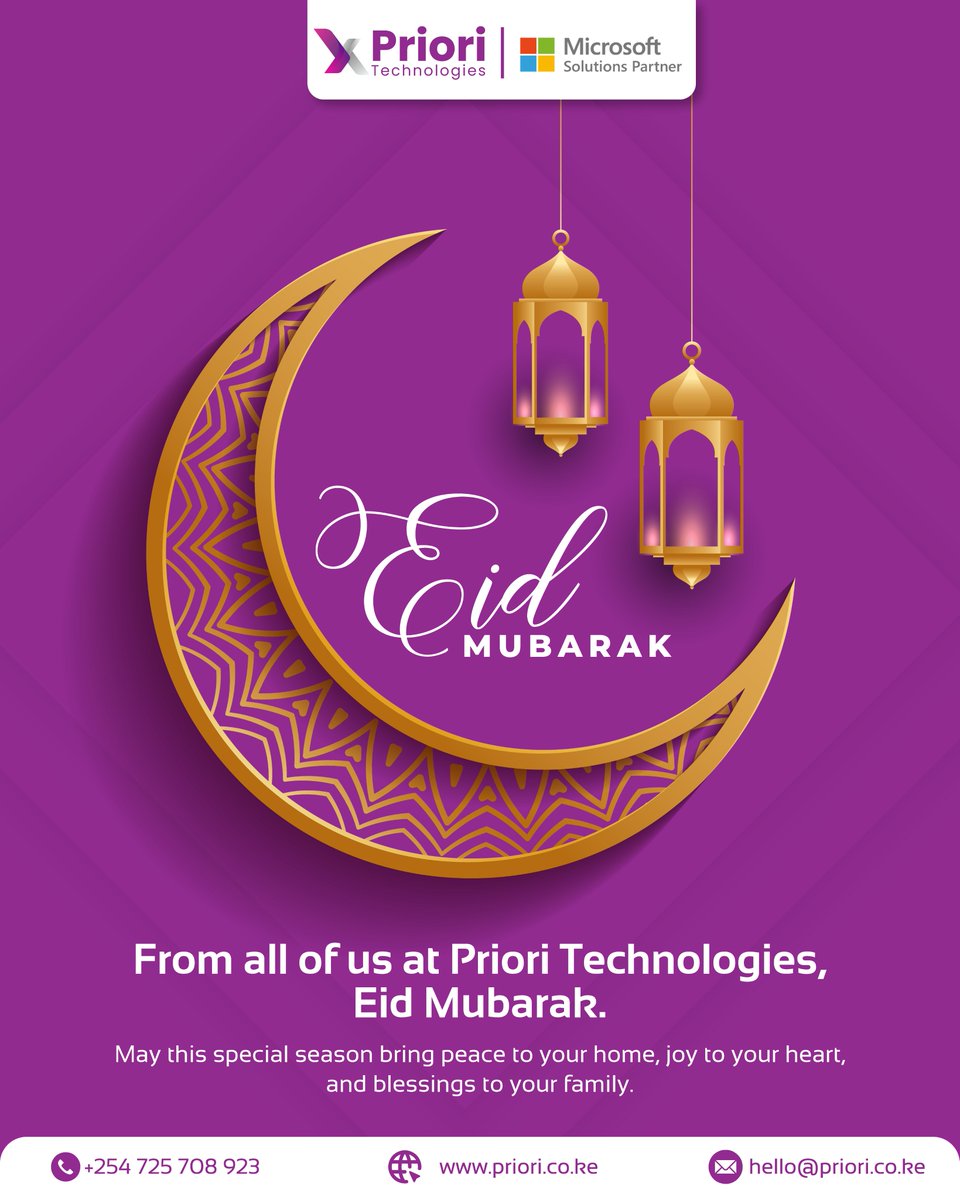 PrioriTechLtd's tweet photo. Eid Mubarak! 🌙✨ Wishing you peace, joy, and countless blessings today and always.

#eidmubarak #prioritechnologies #blessedeid #microsoft365 #eid2026 https://t.co/1ctW2XtGdF