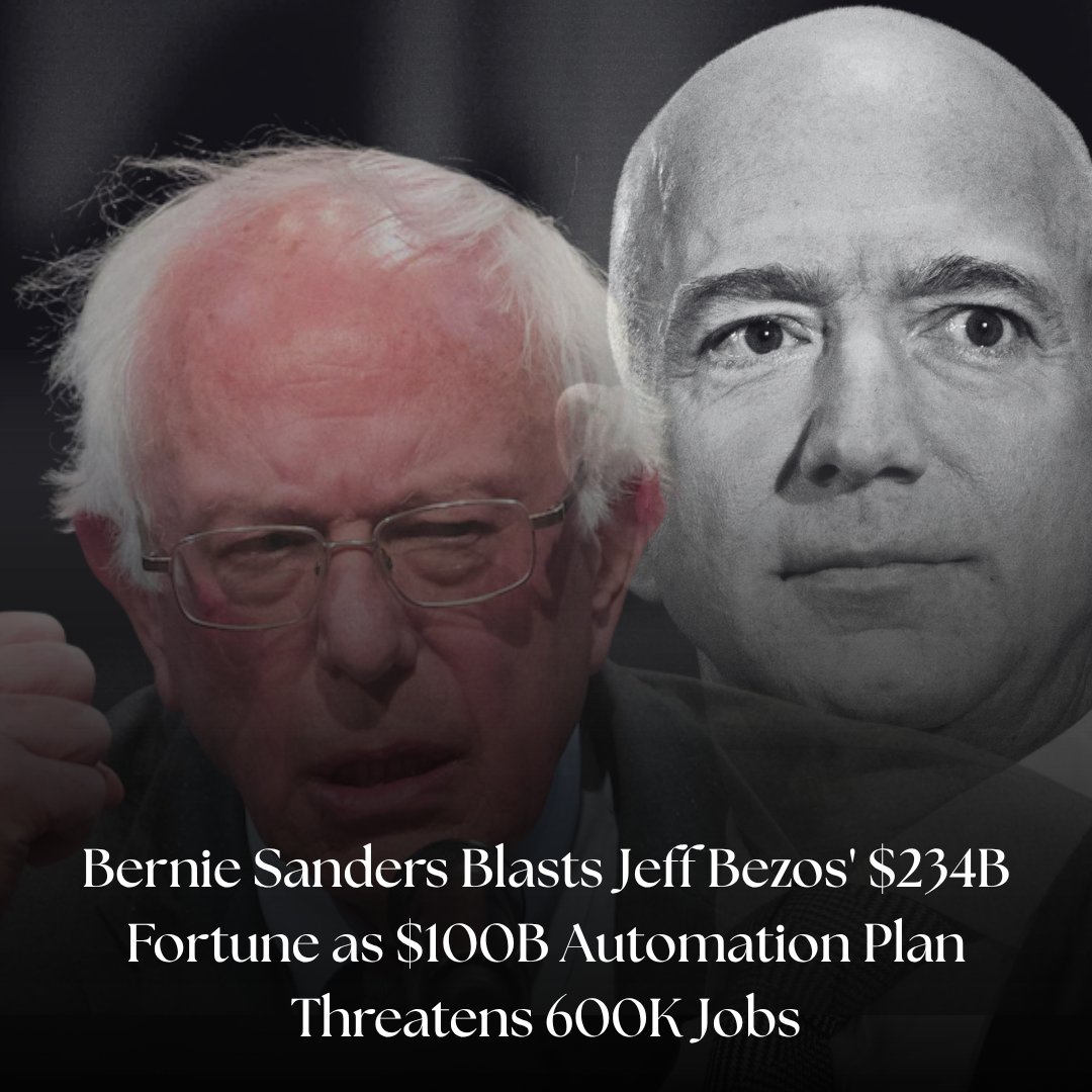 IBTimesUK's tweet image. Bernie Sanders Blasts Jeff Bezos' $234B Fortune as $100B Automation Plan Threatens 600K Jobs

Sanders takes direct aim at Bezos' automation strategy

#BernieSanders #jeffbezos #automation 

Read More: ibtimes.co.uk/bernie-sanders…