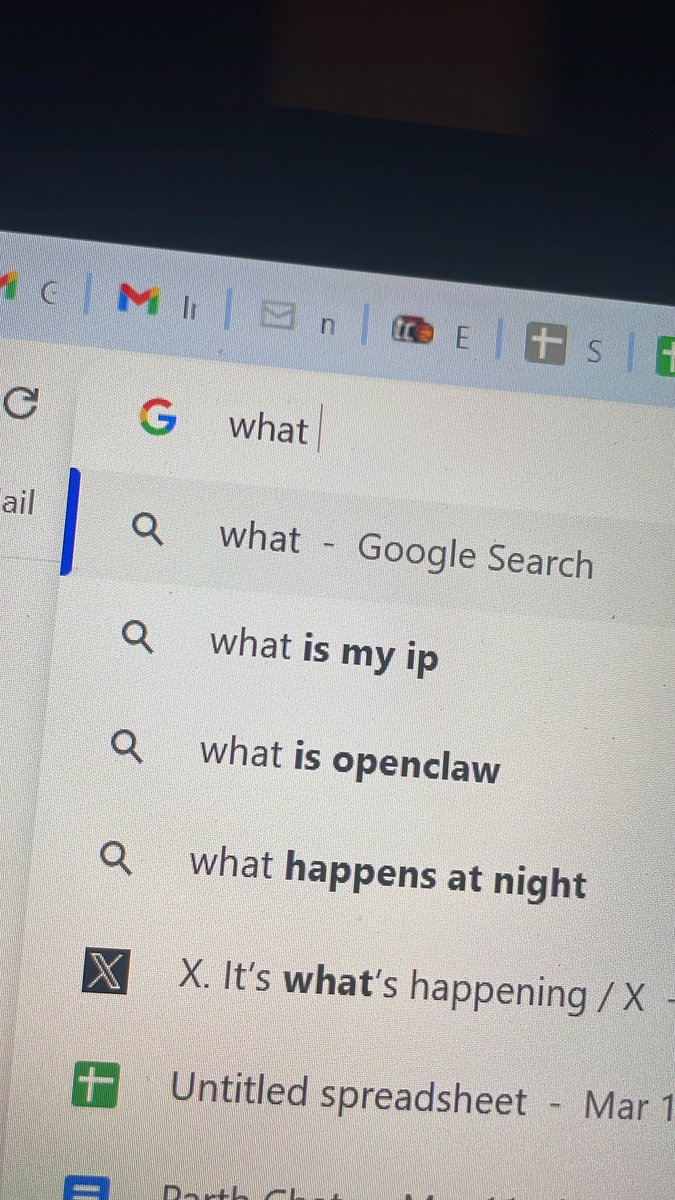 BetsUnlocked's tweet image. Look at the second suggested search when you type “what” on chrome 👀… @openclaw what’s my ip? #clawdbot #moltbot #ConfusingAhhName #Lameahh