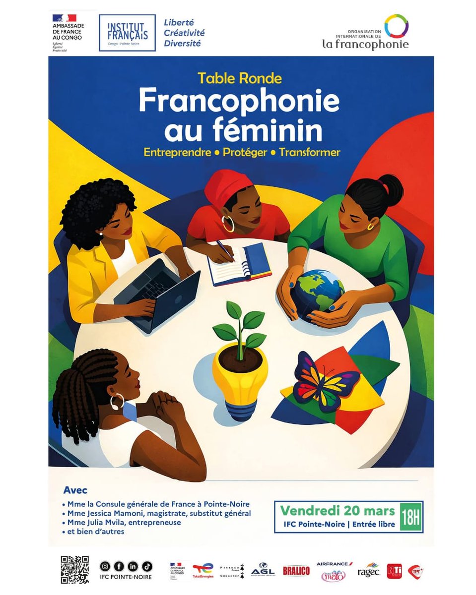 GRC_VBG's tweet photo. Rendez-vous ce soir à 18h à l'IFC Pointe-Noire ! 🇨🇬✨
Table ronde : "Francophonie au féminin : Entreprendre • Protéger • Transformer".
Venez échanger avec la Consule générale, Mme Jessica Mamoni, Mme Julia Mvila et bien d'autres.
📍 @IFCPointeNoire
🕕 18h00
🎟️ Entrée libre https://t.co/4zyKkKj5ro