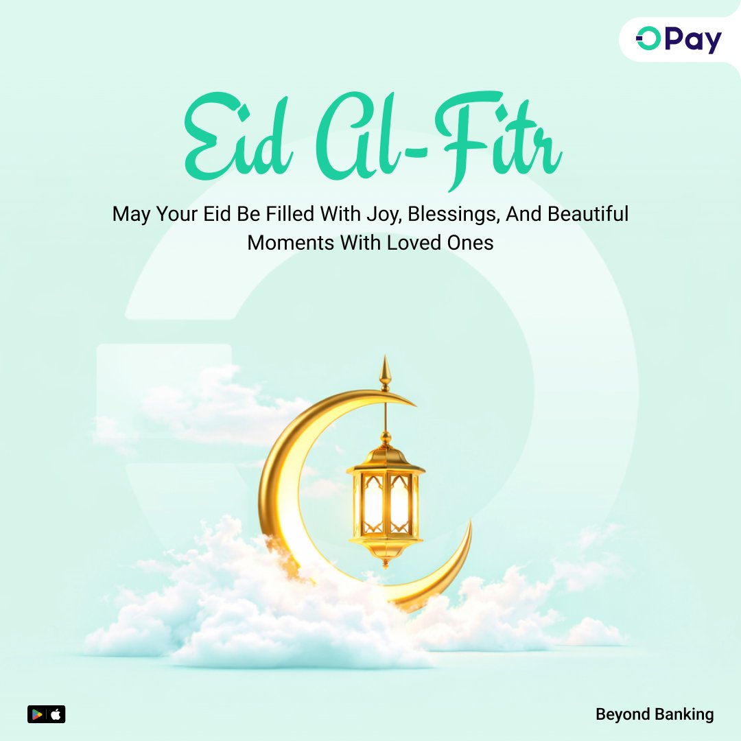 OPay_NG's tweet photo. Eid Mubarak to everyone celebrating. 🌙✨

May your Eid be filled with joy, blessings, and beautiful moments with loved ones.

Celebrate, share, and stay connected the easy way with OPay. 💚

#EidMubarak #OPayBeyondBanking https://t.co/78uZ1yaRg2