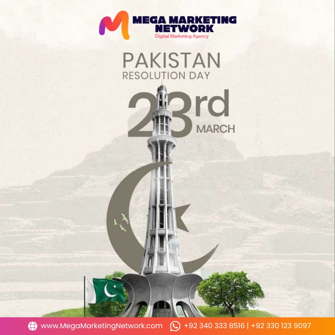 MegaMarketingPK's tweet photo. 🇵🇰 Celebrating the spirit of Pakistan Resolution Day unity, freedom &amp; growth!

Let’s build a stronger future together. 💚
https://t.co/aumtAPERau

#23March #PakistanZindabad #DigitalMarketing #BrandGrowth #Pakistan https://t.co/GBNUTZbmsF