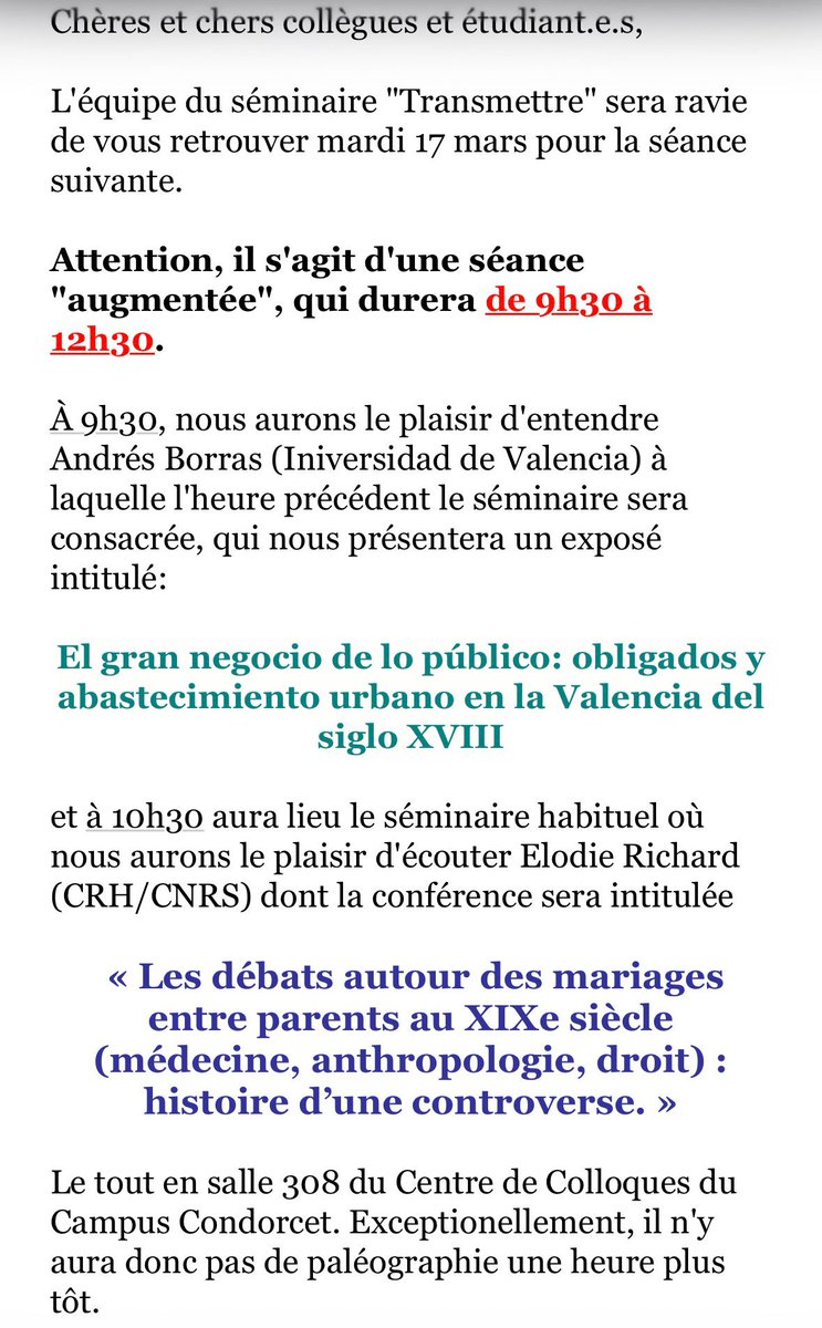 AndresBorrasB's tweet photo. El pasado martes 17 tuve el enorme placer de participar en el seminario "Transmettre dans les mondes ibériques : institutions, acteurs, usages (XVe-XIXe siècle)" en la @EHESS_fr, en el que me adentré en el negocio público que fue el abasto deValencia en el XVIII 🧐🍖🍷 https://t.co/P3a4GFl0cT