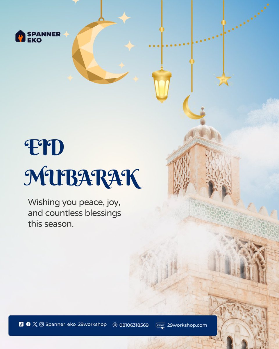 29Workshop's tweet photo. Eid Mubarak 🌙

Rice is ready. Outfit is set.
Don’t let your car spoil the celebration 😅

Wherever the road takes you this season,
we’re on standby to keep you moving.

📞 Call Spanner EKO; 08106318569.
We come to you.
.
.
#eidmubarak❤️ 
#spannereko 
#mobilemechanic https://t.co/SR5FoCTSDT