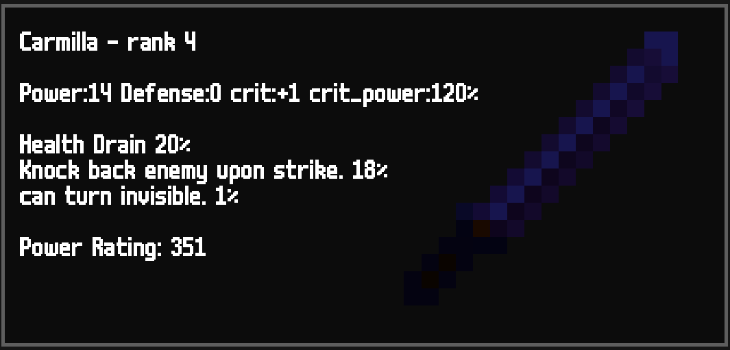AzStrocyte's tweet photo. Some weapons have 3 egos!
#gamedev #roguelike https://t.co/J9vziMUj2D